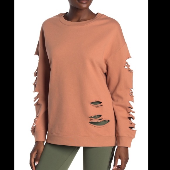 ALO Yoga Tops - Alo yoga fade ripped long sleeve pullover henna